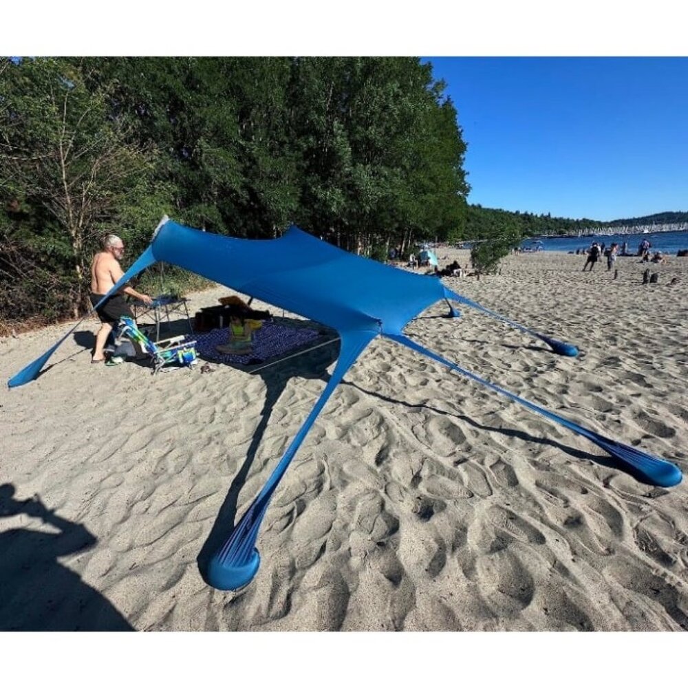 Beach Tent, Camping Sun Shelter UPF50+ with 8 Sandbags, Sand Shovels